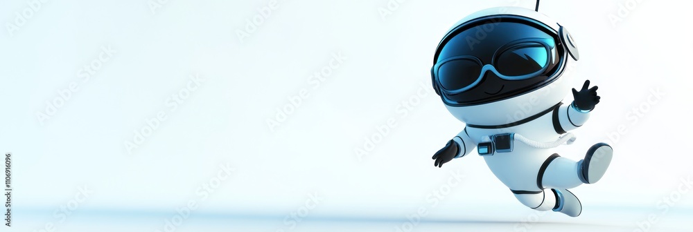 Poster A playful cartoon astronaut character floating in space, showcasing a fun and adventurous theme.