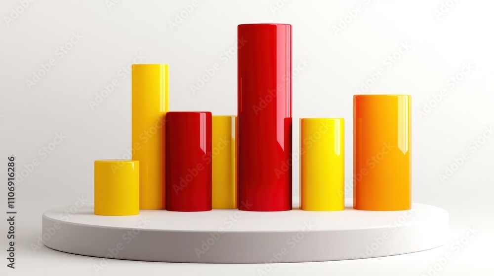 Aufkleber A colorful bar chart displaying data with varying heights in red and yellow hues.