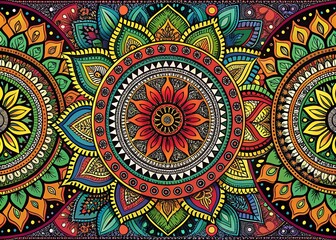 Ethnic Patterns in Black and White: Panoramic Photography of Indian Inspired Designs for Coloring Pages, Showcasing Cultural Diversity and Artistic Expression in Monochrome