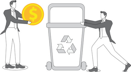 Man with Recycling Bin, Industrial Garbage Bin,