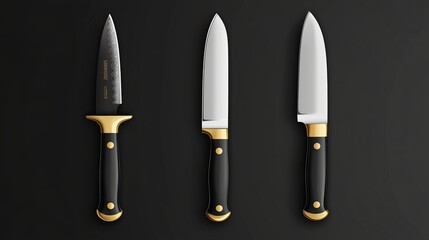 Kitchen knives, chef cutlery for cooking, and carving food