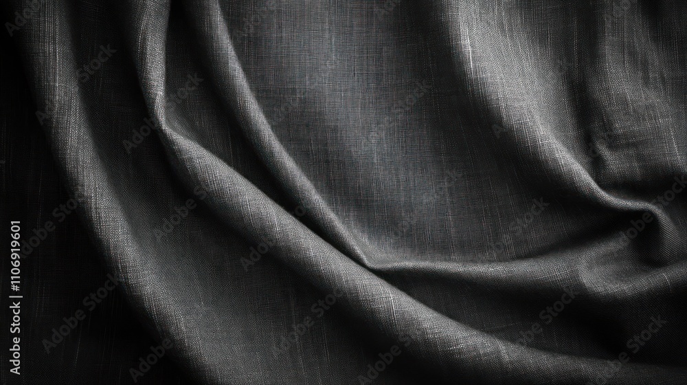 Poster a close-up of dark, textured fabric draping softly.