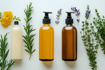 Rosemary Beauty Products, Shampoo, Cosmetics, Oil, Mock-up Products, Generative AI