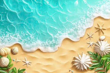 Obraz na płótnie Canvas summer background with sea sand and sea waves, top view 