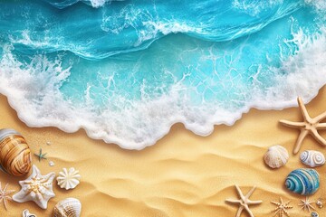 Obraz na płótnie Canvas summer background with sea sand and sea waves, top view 
