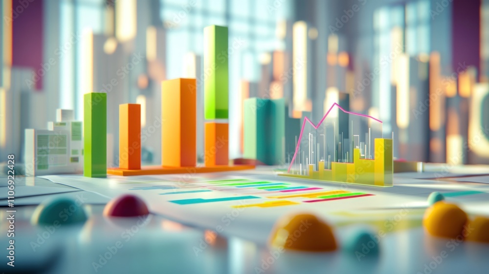 Aufkleber A colorful data visualization scene featuring graphs and charts for analysis.