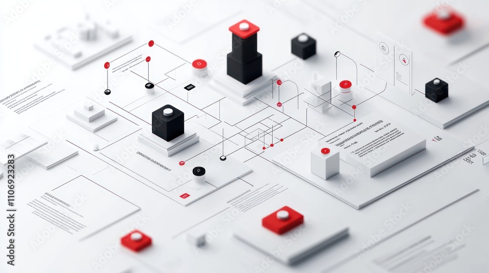 Aufkleber A minimalistic 3D design showcasing interconnected geometric shapes and lines.