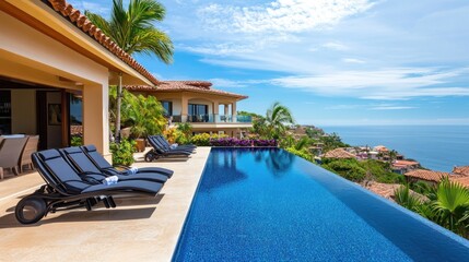Fototapeta premium Luxury Oceanfront Villa with Infinity Pool