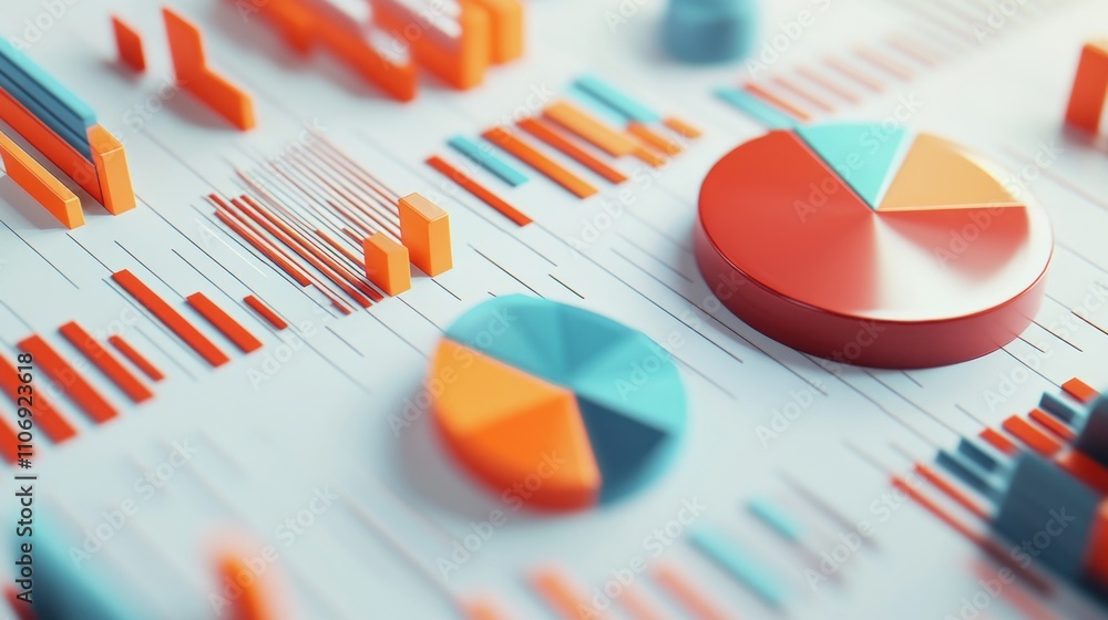 Leinwandbilder A collection of colorful charts and graphs representing data analysis.