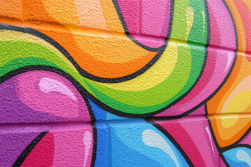 Brightly Colored Wall Mural Featuring Stunning Street Art in an Urban Environment