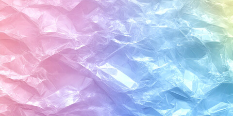 Obraz premium Abstract Pastel Crumpled Plastic Background Texture: A Dreamy, Iridescent, and Textured Image for Design Projects.