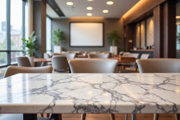 Modern Marble Tabletop In A Chic Restaurant Setting