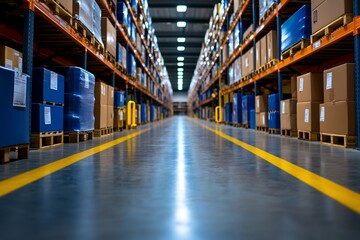 Fototapeta premium Exploring warehouse operations in distribution centers and industrial storage spaces
