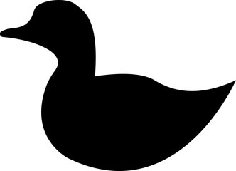 Black silhouette of duck icon in flat style. illustration bird farm animal symbol. Concept of minimalism simple design. Print vector logo template design element isolated on transparent background.