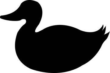 Black silhouette of duck icon in flat style. illustration bird farm animal symbol. Concept of minimalism simple design. Print vector logo template design element isolated on transparent background.