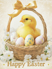 Happy Easter background, card, poster. Vector