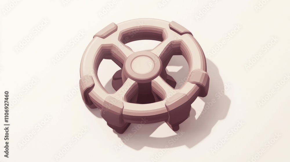 Fototapete A stylized 3D model of a wheel-like object with a central hub and spokes.
