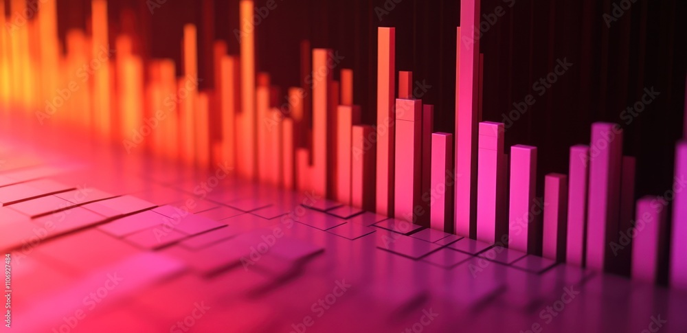 Poster a vibrant visualization of sound waves in a digital audio spectrum.