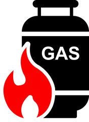 Gas tank icon in trendy black Flat style. Lpg propane bottle vector container. Gas cylinder canister fuel storage symbol isolated on transparent background. Petrol tank illustration sign.