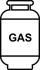 Gas tank icon in trendy black outline style. Lpg propane bottle vector container. Gas cylinder canister fuel storage symbol isolated on transparent background. Petrol tank illustration sign.