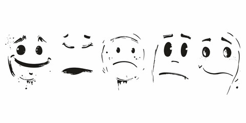 Abstract Ink Emojis Displaying Various Emotions