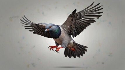 Obraz premium A rock pigeon in flight, wings outstretched, landing.