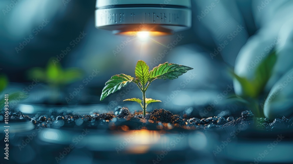 Aufkleber A single plant that is being generated by computers through the lens of a telescope.