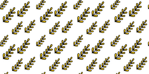 Vector seamless pattern with leaf outlines in doodle style. Line art autumn background. Concept of forest, leaf fall, nature.