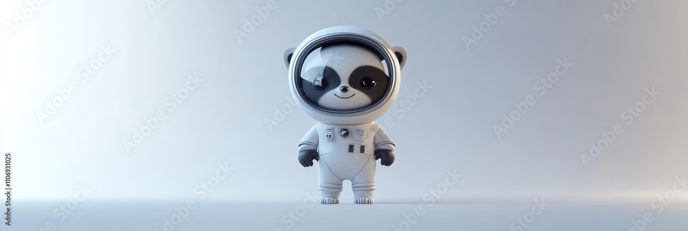 Aufkleber a cute panda character in an astronaut suit, designed for a playful and imaginative theme.