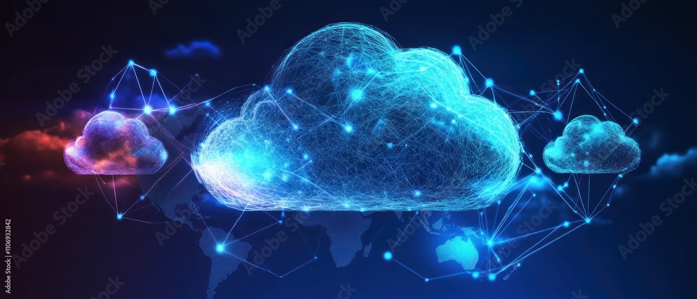 Poster global cloud network: digital connectivity and data transfer