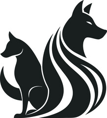 Abstract Pet Silhouette Logo - Stylish Dog and Cat Design, Art & Illustration