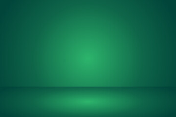 Abstract green gradient studio room background, 3d empty soft smooth blur backdrop like in a room with spot lights shining on the floor or on the stage, vector illustration design for product display	