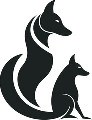 Abstract Dog and Cat Logo - Modern Silhouette Art, Art & Illustration