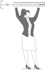 Businesswoman carrying a balance scale with hands