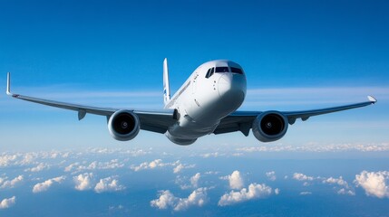 Obraz premium White Passenger Airplane Flying Above Clouds