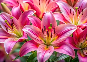 Naklejka premium Pink Lily Close Up Photography: Macro Images of Delicate Pink Lilies