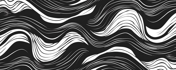 Obraz premium Abstract Black And White Wavy Line Pattern Design