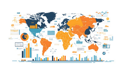 Naklejka premium Illustration using graphic media explores global business strategies using modern financial concepts.