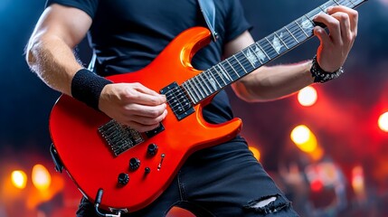 Obraz premium Guitarist Performing at a Live Music Event