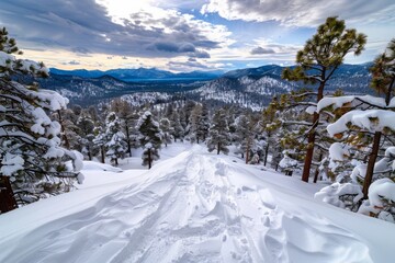 Panoramic View of Snow Covered Forest Landscape