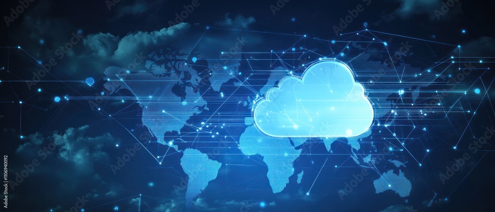 Poster global cloud computing network: digital world connectivity