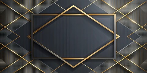 Abstract Dark Gray and Gold Geometric Pattern Design with Overlapping Frames