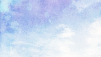 blue sky with clouds watercolor