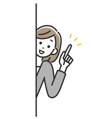 こっそりヒントを伝えるスーツ姿のビジネスウーマン女性