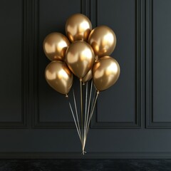 Elegant golden balloons for celebrations indoor decor modern aesthetics festive atmosphere