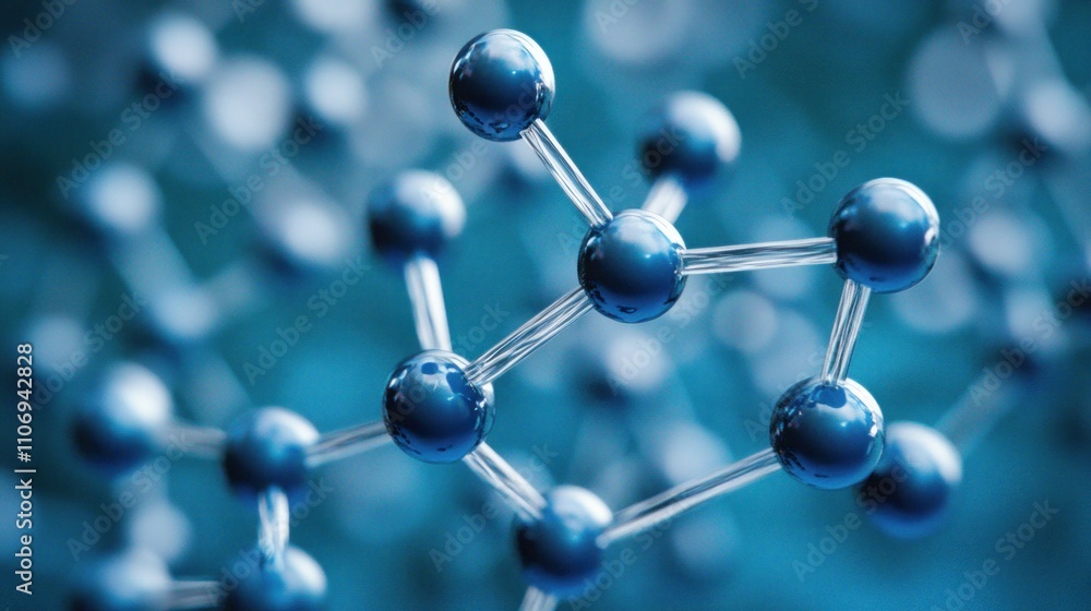 Poster Abstract representation of molecular structures showcasing interconnected atoms.