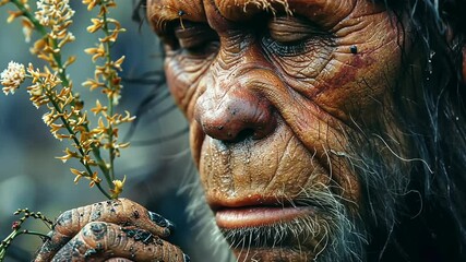 Primitive survival: displaying prehistoric life through the lens of primitive man, community, and the raw essence of early existence in a natural environment.