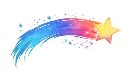 Watercolor Shooting Star with Sparkle Effect - Abstract Galaxy Design