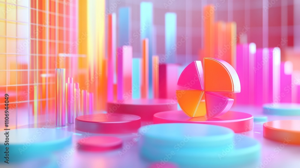 Aufkleber A vibrant 3D visualization of charts and graphs representing data analysis.