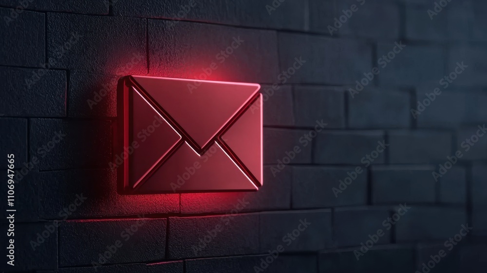 Poster secure multipurpose internet mail extension (s/mime) concept. red illuminated mail icon on a dark br